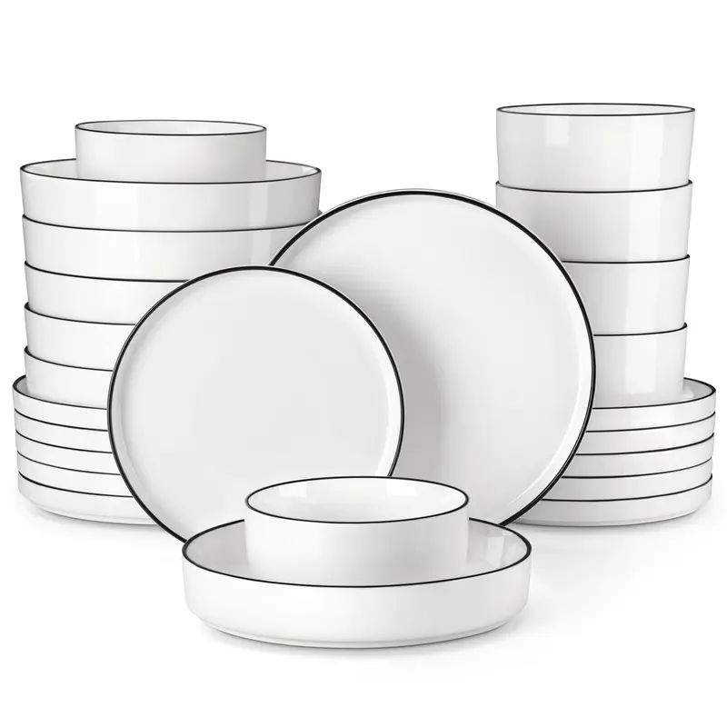 MALACASA Series LEAH Modern Porcelain Dinnerware Set, 12/16/18/24 Pcs, Set for 4/6, Microwave and dishwasher safe, safe and eco-friendly, perfect for gifts or gatherings,DealsForYouDays