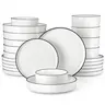 MALACASA Series LEAH Modern Porcelain Dinnerware Set, 12/16/18/24 Pcs, Set for 4/6, Microwave and dishwasher safe, safe and eco-friendly, perfect for gifts or gatherings,DealsForYouDays