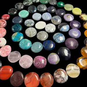 Gemstone Coin - Natural Crystal Pocket Stone - Mini Crystal Worry Stone