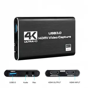 4K Video Capture Card, USB 3.0 1080P 60fps Audio/Video Capture Adapter for Gaming, Live Streaming, Broadcasting, Video Recording - Compatible with PS5, Switch, Xbox, OBS, Windows, Mac