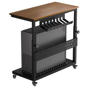 Height Adjustable 2-Tier Computer Tower Stand – Rolling Under Desk CPU Holder with Cable Management Rack & Hooks, Mobile PC Storage Cart for Office or Gaming,