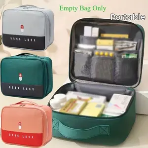Large Portable Medicine Bag, Zipper Closure, Multi-Compartment Design, Durable Material, Ideal for Home & Travel First Aid Supplies