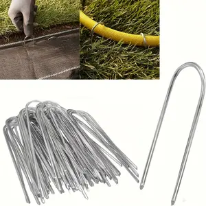 20 Pack Bent U-Shaped Metal Ground Stakes, for Securing Succulents, Garden Hoses and Holiday Decorations, Garden Plant Clips, Garden S, Heavy Duty Garden Stakes, Tent Stakes, Camping Gear