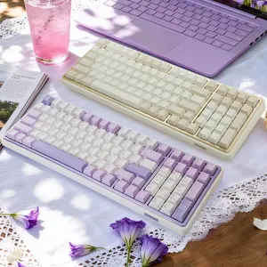 Minilo98 Pro Star Sand Platy Mechanical Keyboard Tri-mode&Hot-swap RGB Number Pad Compact Pretty Elegant Gorgeous Gold Metal Inlay Frame Purple