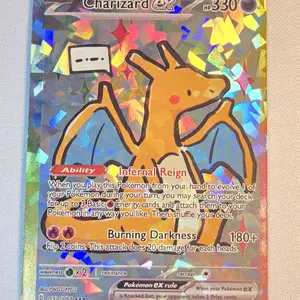 Custom-made Cracked Ice Holo derpy fan art card of mini Charizard Pokémon