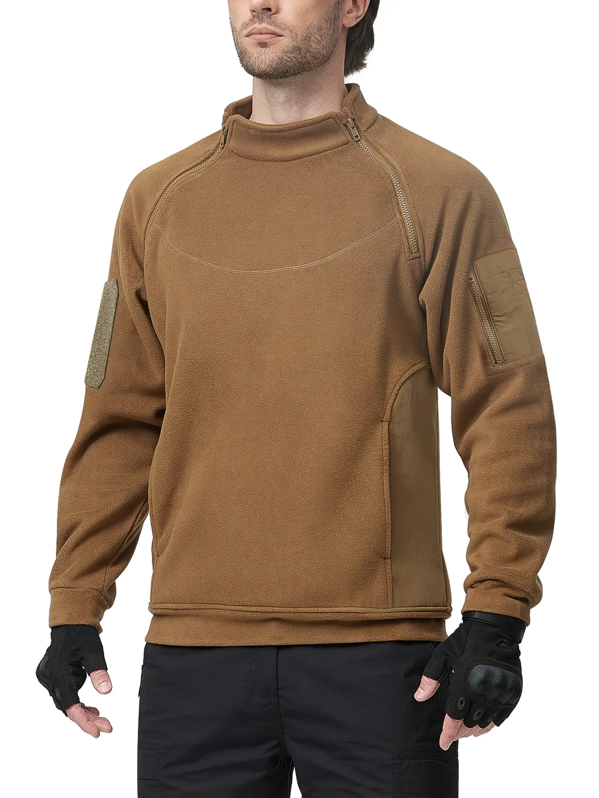 Men's Tactical Fleece Lined Jacket Long Sleeve Crewneck Sweatshirts Pullover with Pockets Commando Sweater