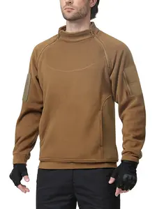 Men's Tactical Fleece Lined Jacket Long Sleeve Crewneck Sweatshirts Pullover with Pockets Commando Sweater