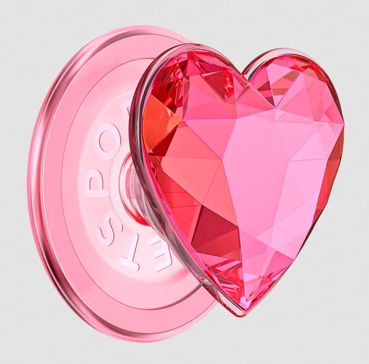 popsockets Crystal Heart Neon Pink  MagSafe PopGrip