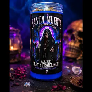 Santa Muerte Spiritual Protection Candle – Remove Negativity & Shield Energy (Santa Muerte Aleja Ley y Traiciones) 14-Day Prepared Candle