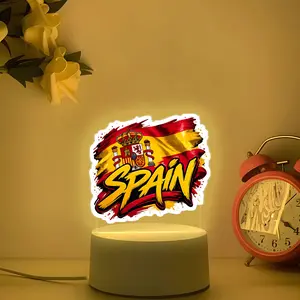 Spanish Theme Acrylic Night Light, Flag Graffiti Cultural Design, Warm Soft Glow, Travel Souvenir, Desktop Decor