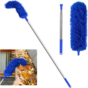 Gutter Cleaning Brush Roofing Tool with Telescopic Extendable Pole 8.2Ft Guard Cleaner Tool Easy Remove Leave, blue