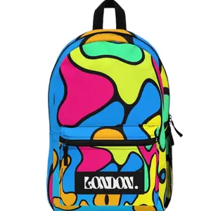 London Brand Groovy Backpack - Durable Nylon with Adjustable Straps & Computer Pouch - Stylish Design for School & Work - Blue & Pink Swirl Pattern