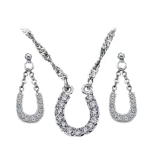 JS808 Montana Silversmiths Crystal Clear Lucky Horseshoe Jewelry Set