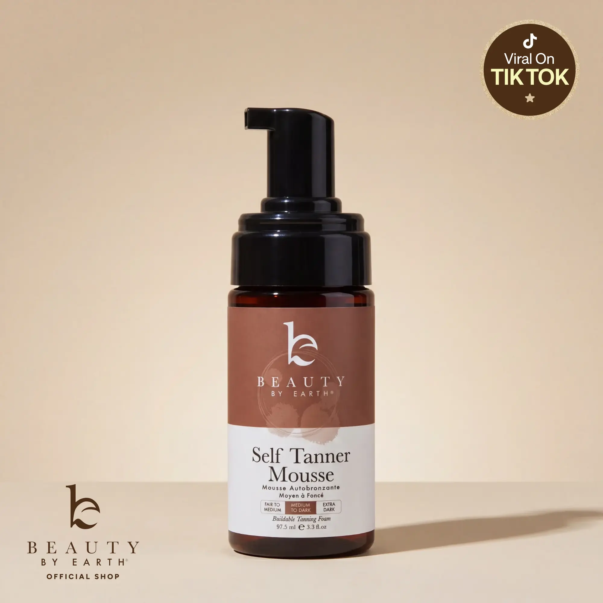 Beauty by Earth Self Tanner Body Mousse Travel Size - Best Gradual Self Tanner Clean Ingredients USA Made Cruelty Free Safe Tanning Foam Sunless Golden Streak Free Fake Tan Skincare Lightweight