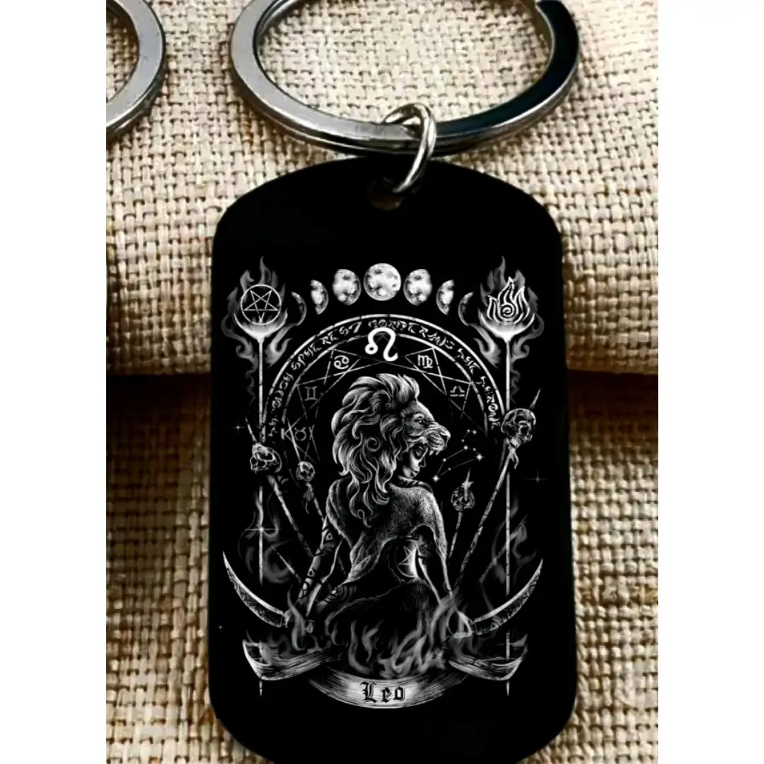 zomdias leo birth day sign art keychain