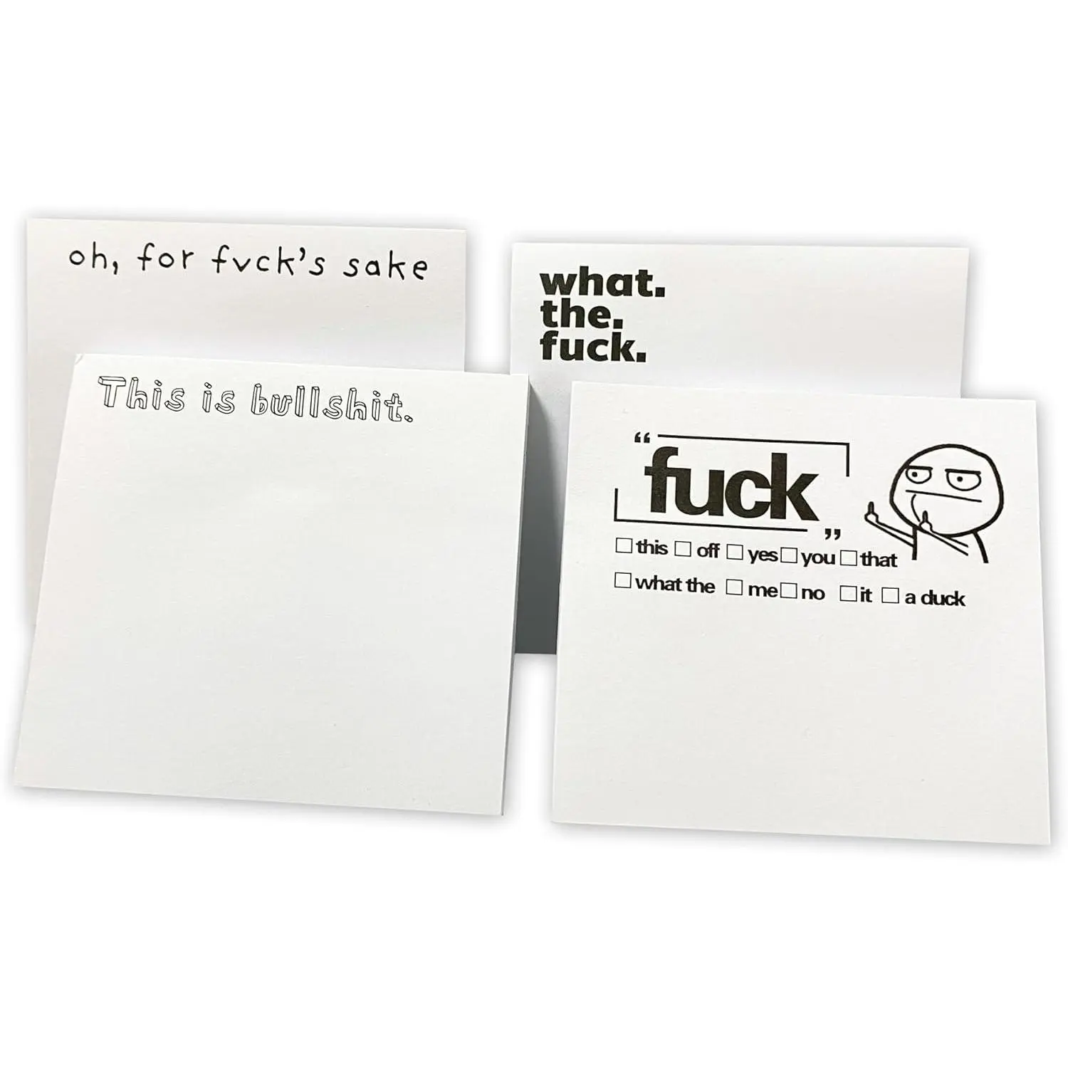 4 count Funny Sticky Noteds What The F*ck Sticky Note Pads, Funny Sassy Rude Note Pad- Fresh Outta Fcks Pad Sarcastic Notepads Gifts for Adults Co-Workers Middle Finger Gifts