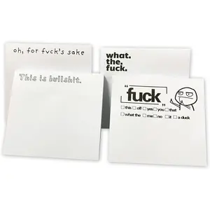 4 count Funny Sticky Noteds What The F*ck Sticky Note Pads, Funny Sassy Rude Note Pad- Fresh Outta Fcks Pad Sarcastic Notepads Gifts for Adults Co-Workers Middle Finger Gifts
