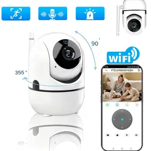 355° Pan/Tilt Indoor Home Security Camera,2.4G WiFi 1080P HD Baby Pet Monitor Camera,Wired Surveillance Camera,2-Way Talk,IR Night Vision,Motion Detection,IR Night Vision Two-Way Audio TF/Cloud Storage for Pet  Monitoring