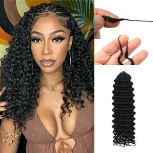 Deep Wave Pre Separated Crochet Human Hair Extension Feather Crochet Natural Black Lightweight 60g Packs