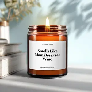 [Mother's Day Collection - Sale Up To 35%] Smells Like Mom Deserves Wine Candle, Funny Mother's Day Gift, Wine Lover Mom Candle, Gift for Mom from Kids