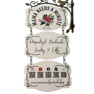 Hanging Vendor Sign Market Sign Craft Fair Sign Tent Sign Double Sided Metal Cottage Core