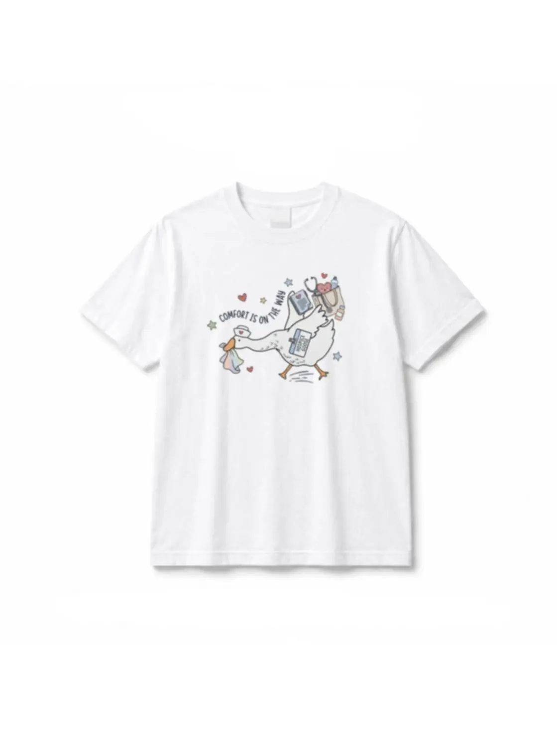 Women's Fitted Casual Cotton Fabric Hospice Nurse T-Shirt - All-Seasons Womenswear Top for Registered Nurses, Graduation Gifting