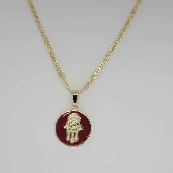 Brand New  Brazilian 18k Gold Filled Hamsa with Red Necklace