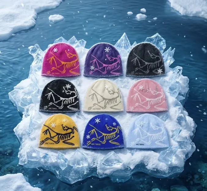 [VIRAL Y2K] Arc'teryx Bird Head Beanie – Skeleton Graphic Knit Cap | Unisex Outdoor Streetwear Winter Hat