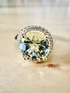 Solar Aura Yellow Crystal Plated Halo Ring