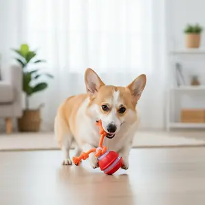1pc MIAOQUANJI Electric Automatic Dog Ball Launcher Toy - Smart Self-Entertainment Suitable for Breed Dogs, Chewable Durable Plastic - Jumping Ball for /Outdoor, Automatic Walking Ball for Boredom Relief & Teaser for Puppies