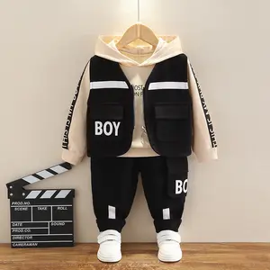 Spring/Autumn New Boys' Outfit Three-Piece Vest Set Fashionable Stylish Children's Clothing Versatile Trendy