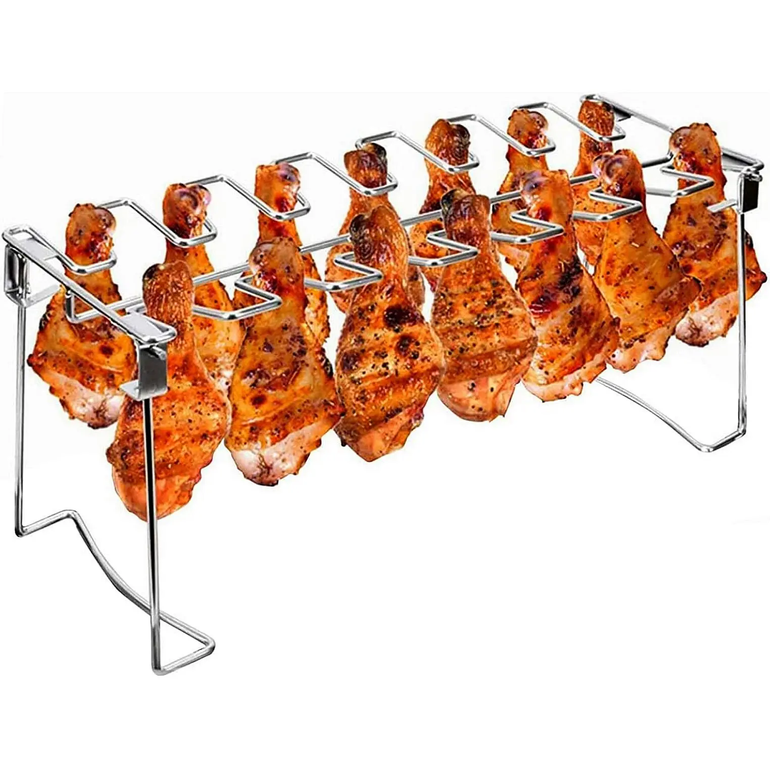 Stainless Steel Drumstick Grill Rack - Non-Stick Multi-Grid Stand, Dishwasher Safe Barbecue Cooking Kitchen Utensil, Outdoor Grill Accessories, Crispy Tenderness Maker for Backyard Camping, Barbecue Skewers, Bbq Skewers, Grill Accessories For Outdoor Gril