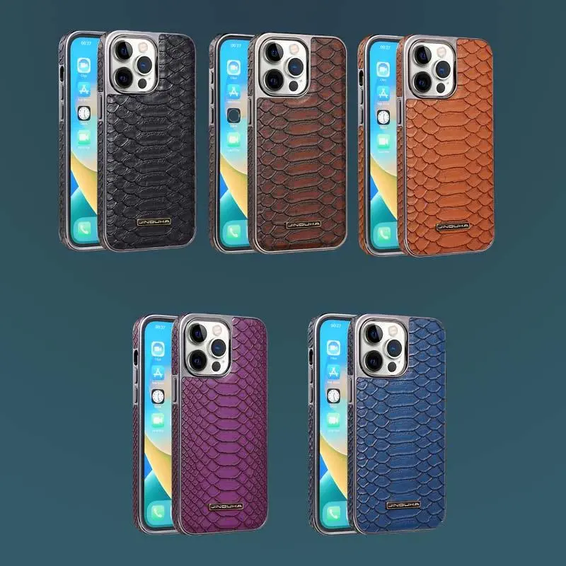 Snakeskin Pattern Smartphone Case, 1 Count Electroplating High-end Personalized Phone Protective Cover, Phone Accessories Compatible with iPhone