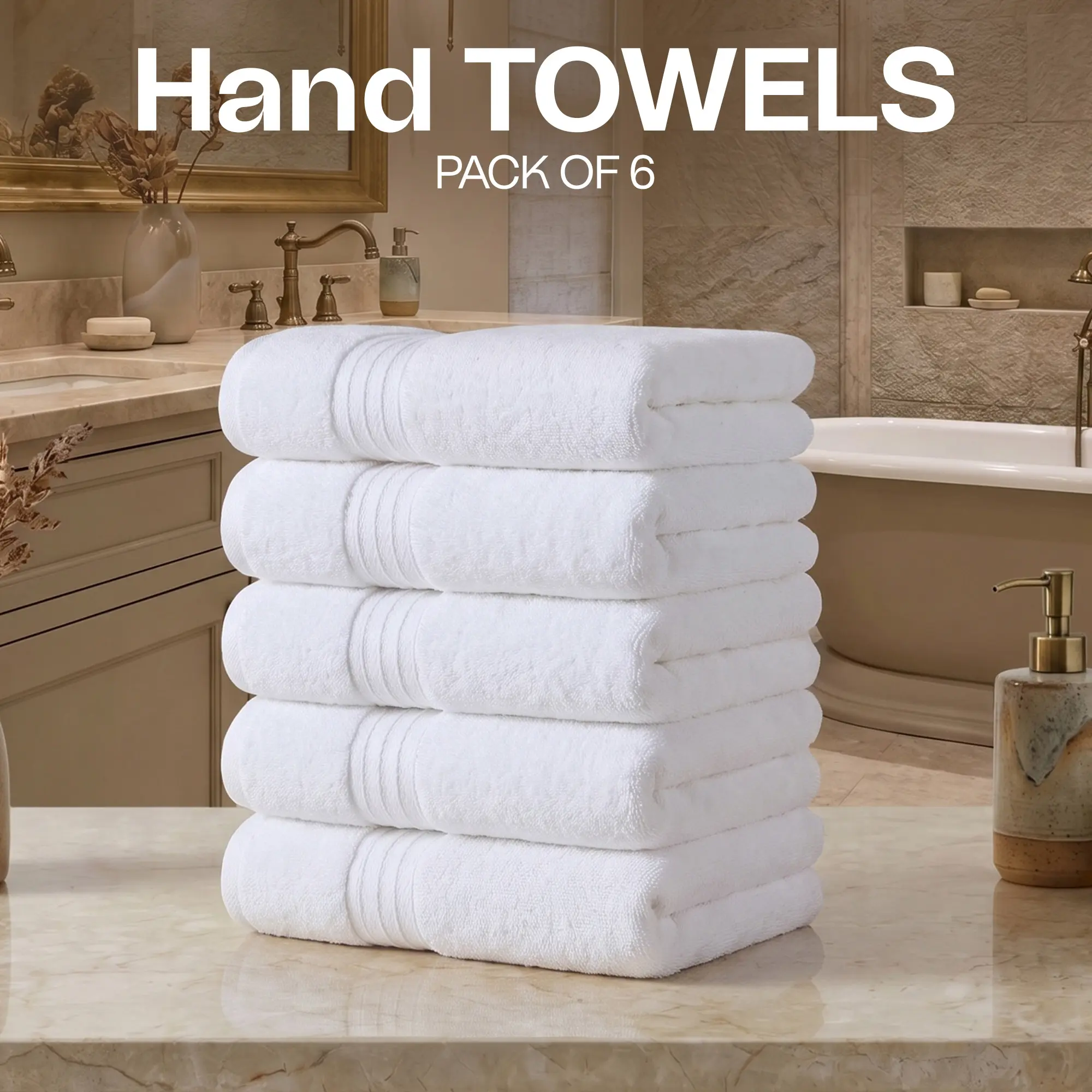 Utopia Towels 6-Pack Combed Cotton Hand Towels - Soft, Lightweight, Water-Absorbent Stripe Pattern Assortment Set, Multifunctional Bathroom Supplies for Adult Unisex Daily Cleaning and Drying Needs, Clean Towel, Cotton Hand Towels For Bathroom