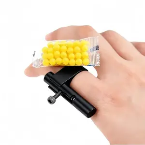 2Pcs Mini Ring Gun Prop Stress Relief Toys (Includes 2 Packs Bullets), Press to Release Flash Bullets, PC Material, Mixed Colors, Portable Fidget Gadgets