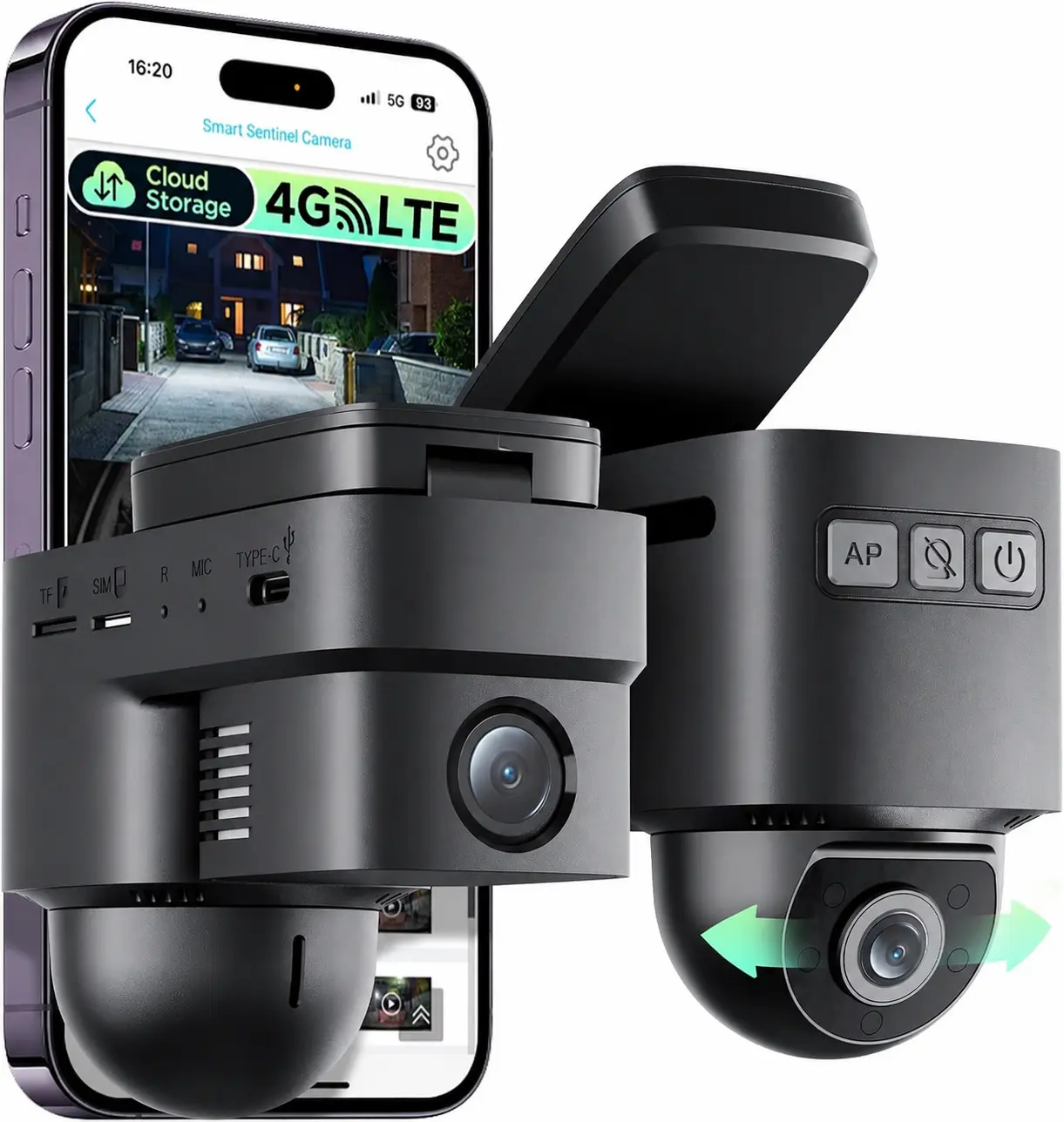 Avery Tech 4G LTE Cellular Dash Cam - Dual Car Security Camera with Remote Live View, Dual-Lens 1080P WiFi Dashcam, GPS Tracking, Cloud Storage, AI Motion Detection & 24/7 Sentry Mode for Anti-Theft