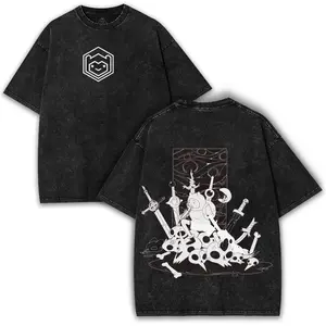 Adventure Time Graphic Tee x Fantasy Cartoon - Heavyweight Washed Tee Drop for Questers Cotton Menswear Basic Dress