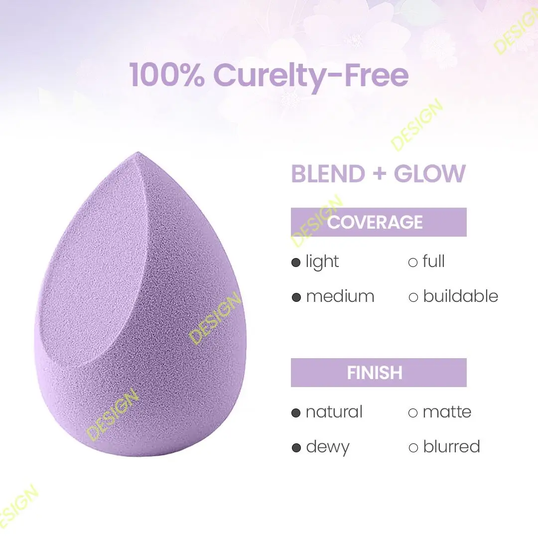 Nebula Glitz 7 Pcs Makeup Sponge Set | Blender Sponges  for Liquid, Cream, and Powder, Multi-colored with Mini Makeup Sponge (Purple)
