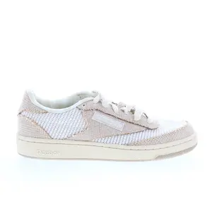 Reebok Club C 85 Mens Beige Mesh Lace Up Lifestyle Sneakers Shoes