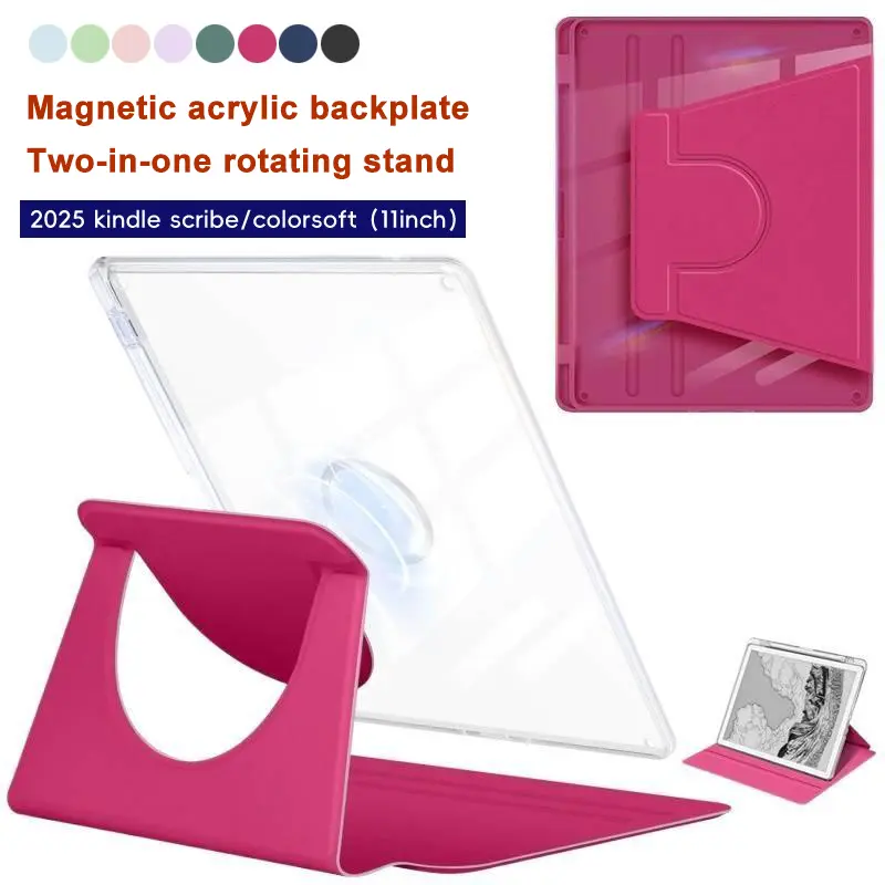 Chic Lightweight Leather 11-in Acrylic Magnetic Detachable Casing - Full Protection Cover for 2025 Kindle Scribe & ColorSoft Education Device, Electronics Accessories