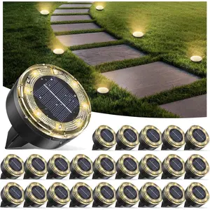 Mini Solar Ground Lights, 24 Pack Solar Lights Outdoor , Upgraded LED Flat Landscape Lighting for Outside Pathway Garden Patio Yard Driveway,Warm White