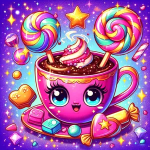 Cute candy cup with lollipops wall art  ,Multiple sizes available including square and round diamonds. This 5D DIY diamond painting set diamond art embroidery kit handmade furniture decor holiday birthday art personalized gift.