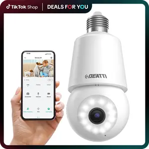 2K Light Bulb Security Camera -5G&2.4GHz DualBands 360° Motion Detection Cameras for HomeSecurity, Full-Color Night Vision, Auto Tracking,Siren Alarm, 24/7 Recording App Control Smart Continuous Resolution Installation Lens Monitoring