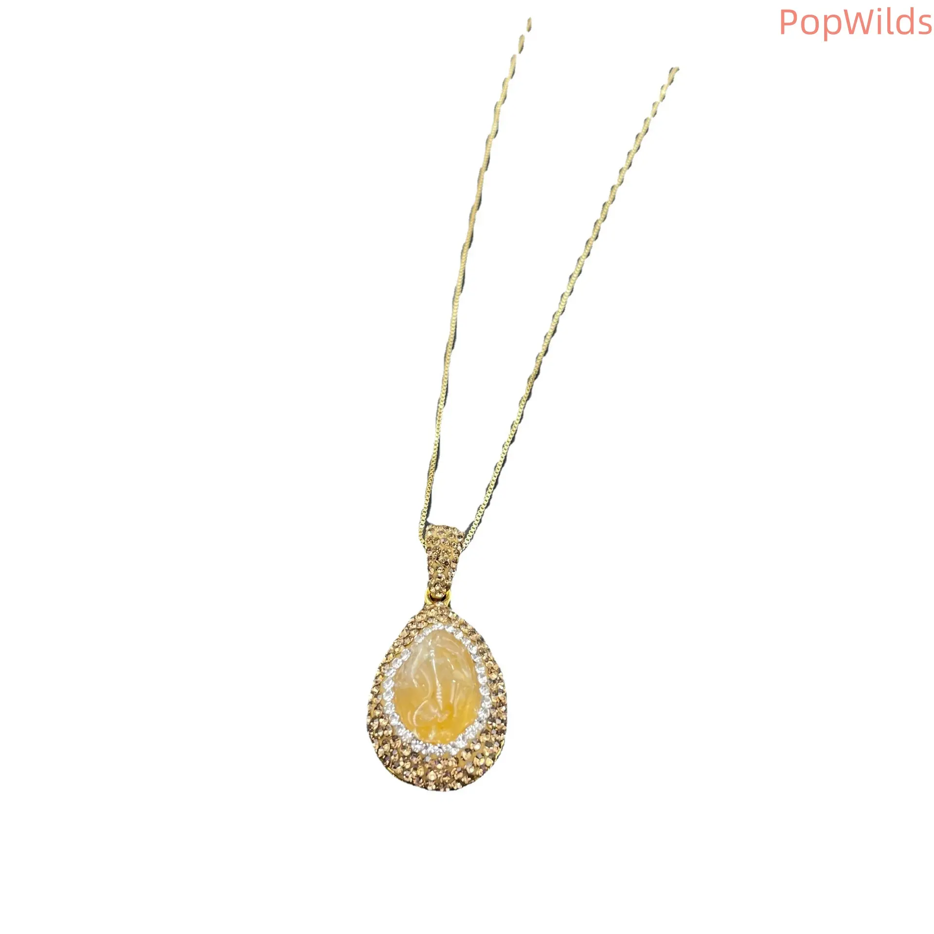 New Natural Raw Citrine Vintage Necklace 3‑Piece Jewelry Set, French Niche Style Color‑Retaining Unique Sweater Chain Women Statement Jewelry