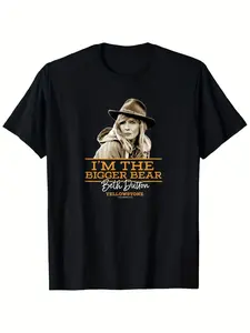 7.5oz Men's Yellowstone Beth Dutton 'i'm the Big Bear' Print T-Shirt, Heavyweight Denim Shirt with Montana Text, Western TV Show Apparel