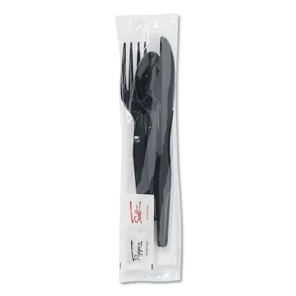 Dixie DXECH56NSPC7 Mediumweight Individually Wrapped Disposable Tableware Set - Plastic Supplies (Fork, Knife, Spoon, Napkin), 250 per Case