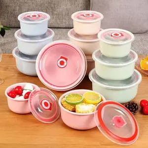Round Food Storage Box with Lid, 3 Counts/set Portable Microwave Safe Reusable Food Preservation Box, Food Storage Container for Home Kitchen Picnic