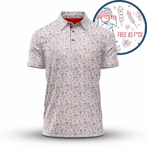 Bogey Bros Men’s Funny Patriotic Golf Polo Shirt Free Eagle Fireworks Fourth Of July Outfit