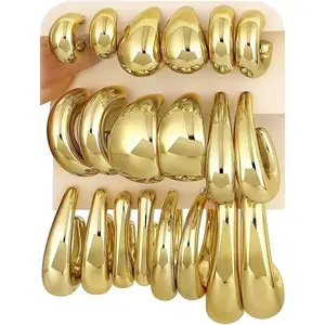 36 Pairs Gold Hoop Earrings Set for Women Multipack, Hypoallergenic Chunky Chain Twisted Hoop Earrings Pack, Fashion Dangle Earrings Jewelry for Gift