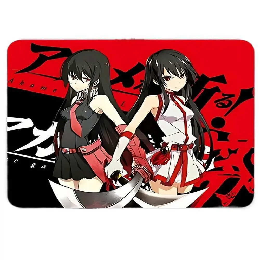 A super cool anime beautiful girl rubber mouse pad with double-sided patterns and red eyes, non-slip base, suitable for office work, study and gaming, portable and durable desk mat, Size 20X24cm